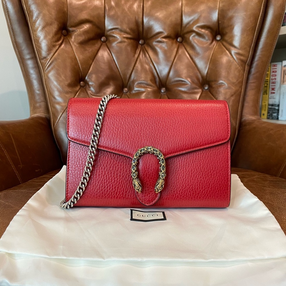 NWOT Gucci Dionysus Chain Wallet Leather with Embellished Detail Small